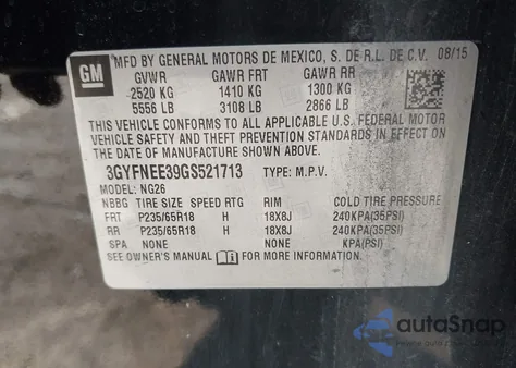 2016 Cadillac Srx Luxury Collection z USA, uszkodzony, nr VIN 3GYFNEE39GS521713